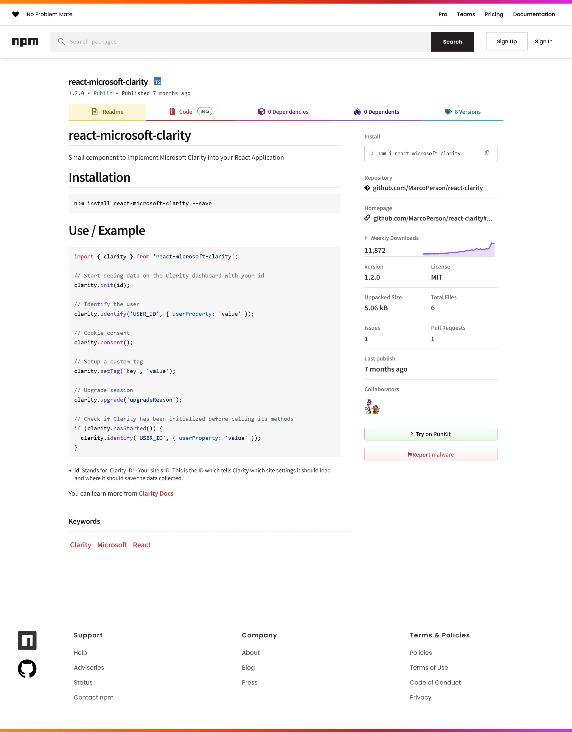 My react-microsoft-clarity component